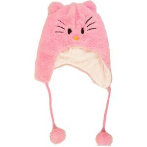 Cute Cartoon Pink Fuzzy Cat Ear Aviator Hat For Kids